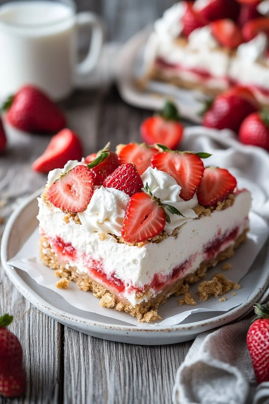 Graham Cracker Strawberry Cheesecake Bars