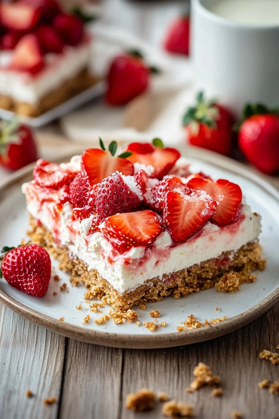 No-Bake Strawberry Cheesecake Bars
