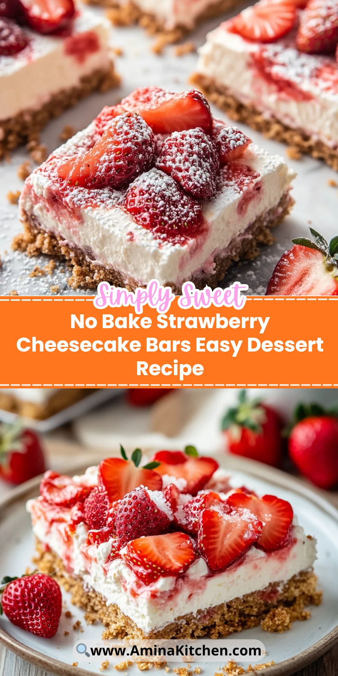 No Bake Strawberry Cheesecake Bars Easy Dessert Recipe