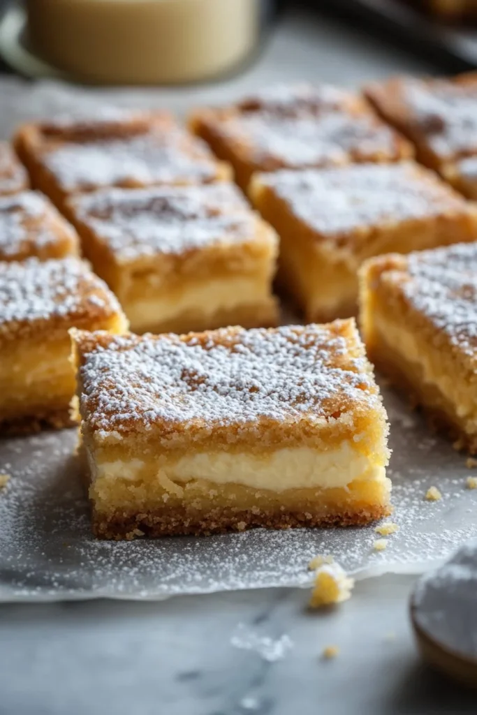 Delicious ooey gooey bars with layers of gooey goodness and chocolate chips.