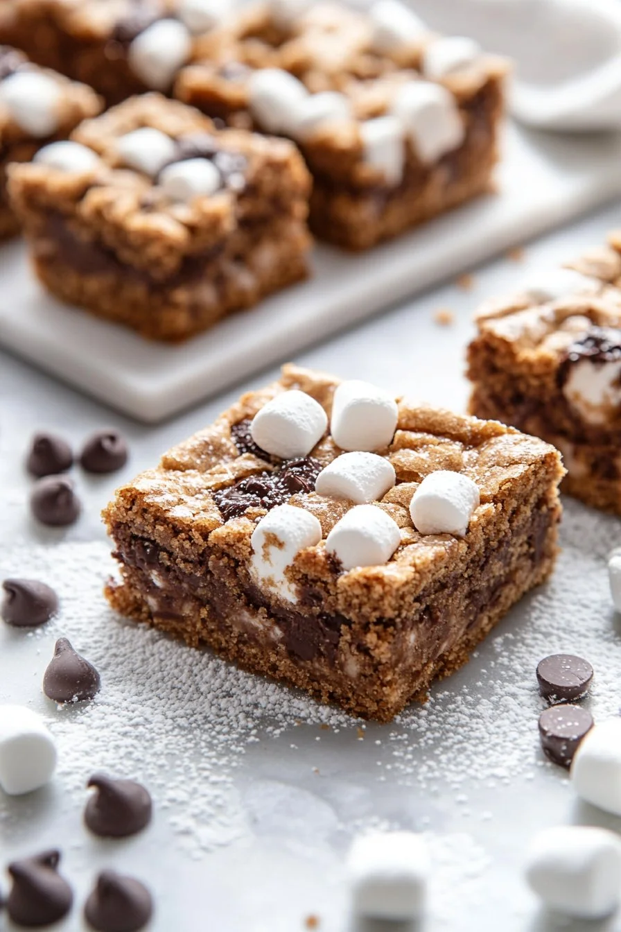 Delicious smores cookie bars that melt in your mouth, perfect for dessert.